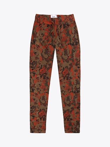 KURT-TROUSER-KHAKI-ORANGE-LEAF-JACQUARD