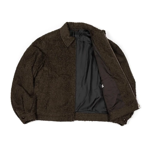 blurhms_Made_in_Japan_Fall_Winter_2025_FW25_Zip_blouson_in_heather_nutmeg_brown_shaggy_wool_5_2048x