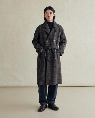 MT19 Grandad Coat Navy Houndstooth