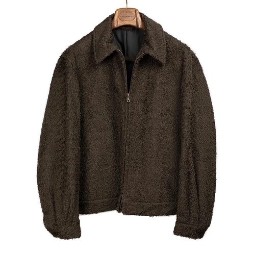 blurhms_Made_in_Japan_Fall_Winter_2025_FW25_Zip_blouson_in_heather_nutmeg_brown_shaggy_wool_8_2048x