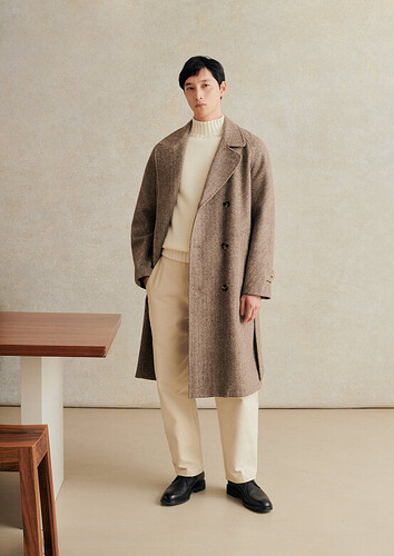 MT19 Grandad Coat Undyed Herringbone