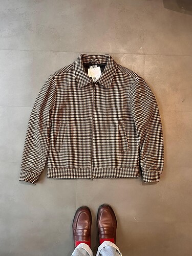 Veste Laine Pied de Poule Beige