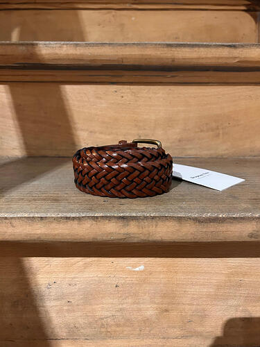 Ceinture Cuir Tressée Cognac