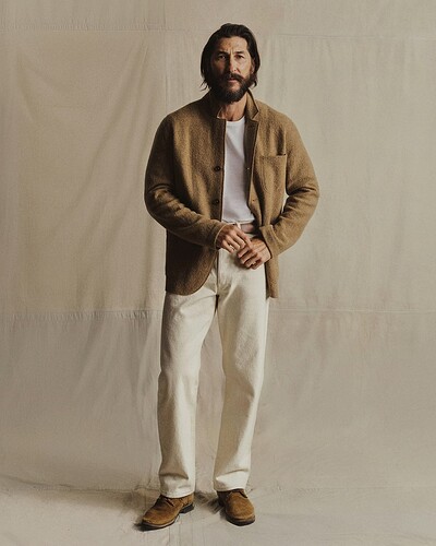 1Air Stream A-1 JacketYuma Hemp TeeJapanese Denim Ford Standard2Loomed Linen P-43 Fatigue ShirtYuma Hemp Rib Knit Pocket TeeOmaha Flyweight HBT Maverick Slim Chino3Felted Chore CoatComo Cashmere TeeJapanese Loomstate Selvedge Full Saddl (1)